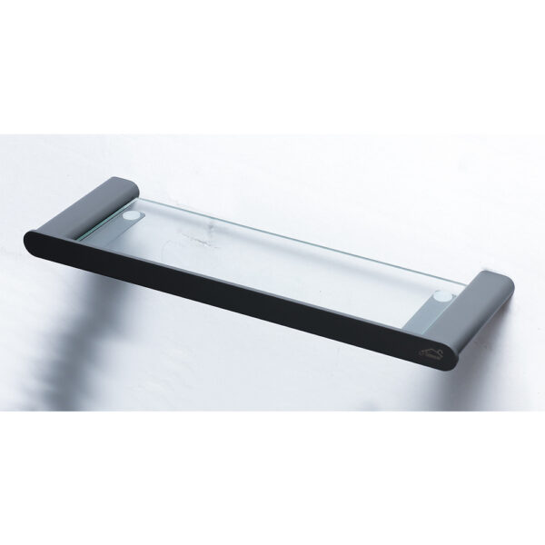 Premium Gun Grey Glass & Stainless Steel Shelf | 40 cm Modern Wall Organizer