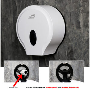 Universal Jumbo Tissue Holder | ABS White Heavy-Duty Dispenser with Removable Adaptor Panel