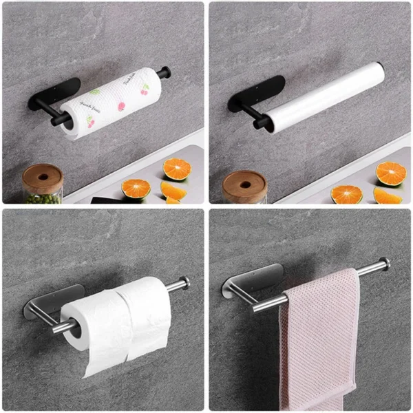 N341 Towel Holder or Kitchen Paper 2 Multi-Purpose Holder | Stainless Steel Wall-Mounted Kitchen Paper and Towel Bar
