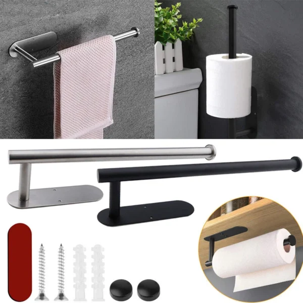 N341 Towel Holder or Kitchen Paper Multi-Purpose Holder | Stainless Steel Wall-Mounted Kitchen Paper and Towel Bar