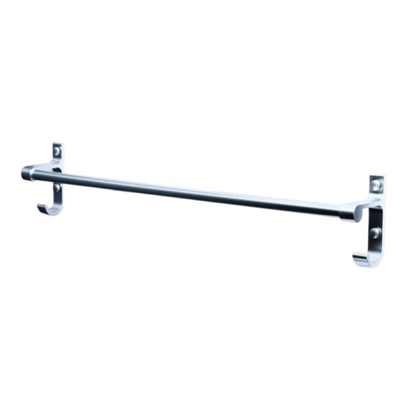 N345 – Single Towel Bar with Hooks – High Density Aluminium 2 Single Towel Bar with Integrated Hooks | High Density Aluminium Wall-Mounted Multi-Purpose Rack