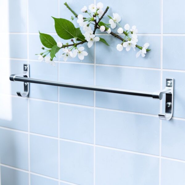 N345 – Single Towel Bar with Hooks – High Density Aluminium 5 Single Towel Bar with Integrated Hooks | High Density Aluminium Wall-Mounted Multi-Purpose Rack