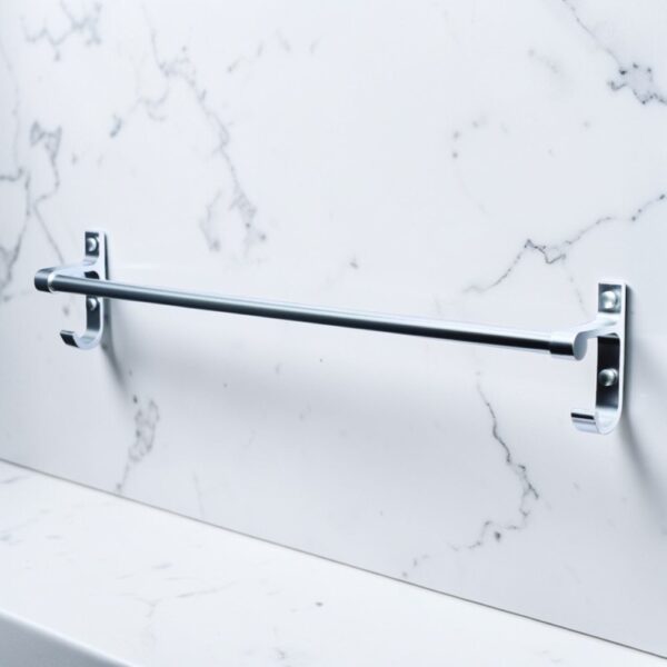 N345 – Single Towel Bar with Hooks – High Density Aluminium 6 Single Towel Bar with Integrated Hooks | High Density Aluminium Wall-Mounted Multi-Purpose Rack