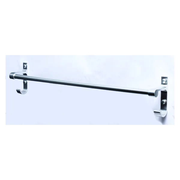 N345 – Single Towel Bar with Hooks – High Density Aluminium Single Towel Bar with Integrated Hooks | High Density Aluminium Wall-Mounted Multi-Purpose Rack