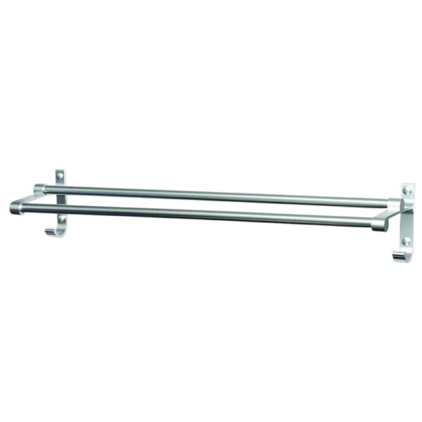 N346 – Double Towel Bar – High Density Aluminium 2 Double Towel Bar with Integrated Hooks | High-Density Aluminium Dual-Rail Wall Rack