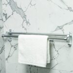 Double Towel Bar with Integrated Hooks | High-Density Aluminium Dual-Rail Wall Rack