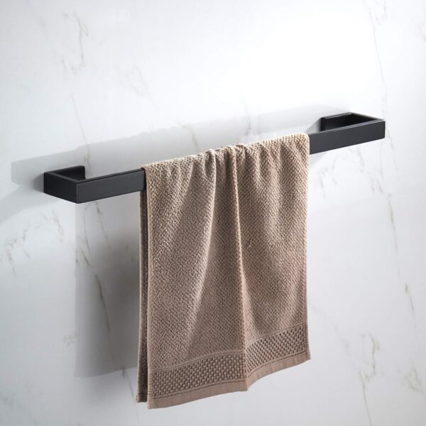Premium Square Towel Bar | Matte Black Concealed-Screw Designer Bathroom Rail