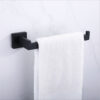 Premium Square Hand Towel Holder | Matte Black Architectural Towel Bar with Concealed Screws