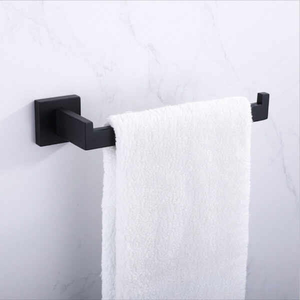 Premium Square Hand Towel Holder | Matte Black Architectural Towel Bar with Concealed Screws