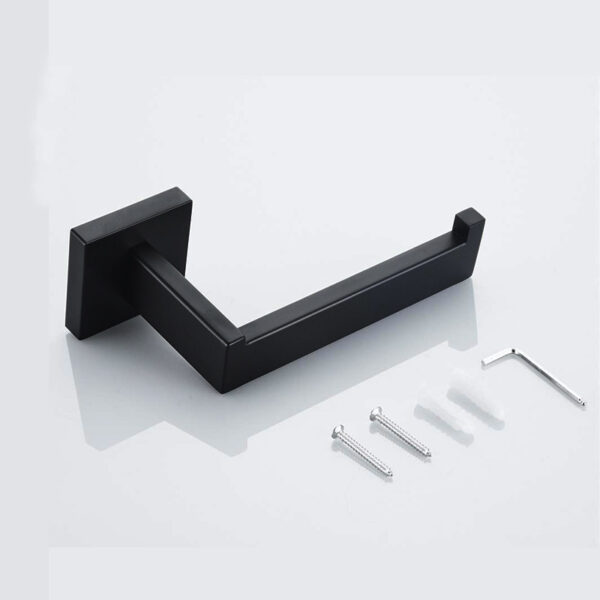 Premium Square Hand Towel Holder | Matte Black Architectural Towel Bar with Concealed Screws