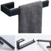 Premium Square Hand Towel Holder | Matte Black Architectural Towel Bar with Concealed Screws
