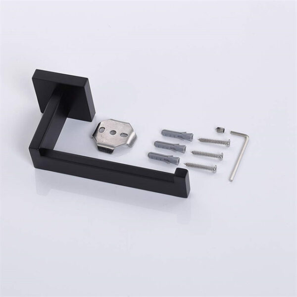 Premium Square Hand Towel Holder | Matte Black Architectural Towel Bar with Concealed Screws