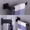 Premium Square Hand Towel Holder | Matte Black Architectural Towel Bar with Concealed Screws