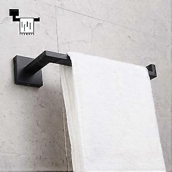 Premium Square Hand Towel Holder | Matte Black Architectural Towel Bar with Concealed Screws