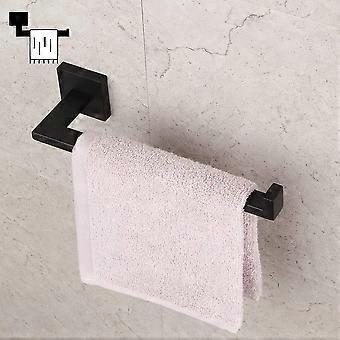Premium Square Hand Towel Holder | Matte Black Architectural Towel Bar with Concealed Screws