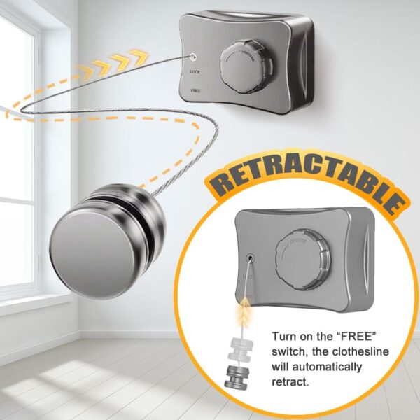 3-Meter Heavy Duty Retractable Clothesline | Wall-Mounted Adjustable Laundry Line with Tension Lock