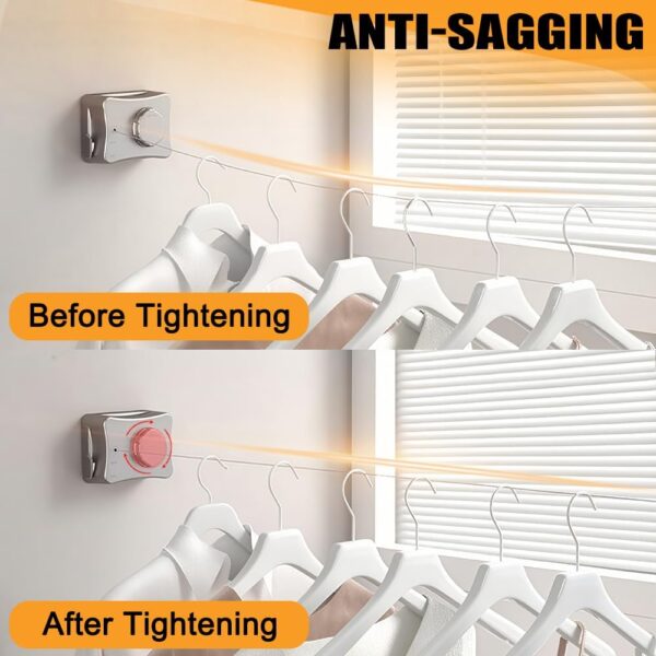 3-Meter Heavy Duty Retractable Clothesline | Wall-Mounted Adjustable Laundry Line with Tension Lock