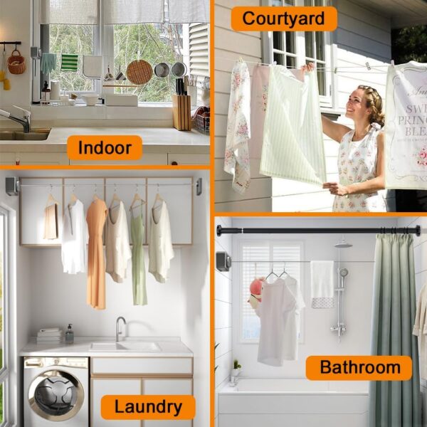 3-Meter Heavy Duty Retractable Clothesline | Wall-Mounted Adjustable Laundry Line with Tension Lock