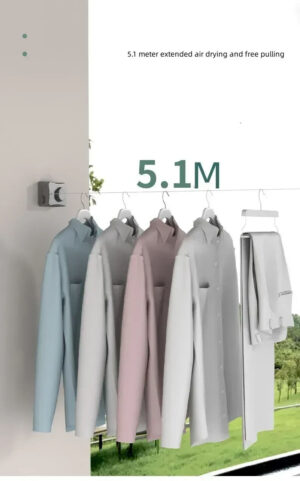 3-Meter Heavy Duty Retractable Clothesline | Wall-Mounted Adjustable Laundry Line with Tension Lock