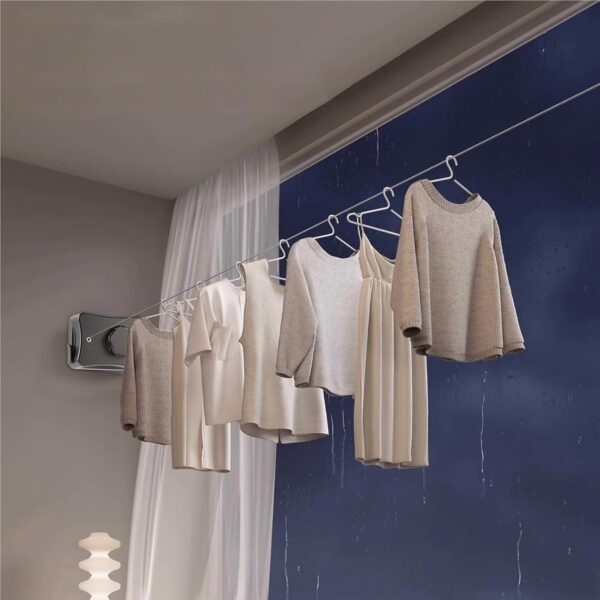 3-Meter Heavy Duty Retractable Clothesline | Wall-Mounted Adjustable Laundry Line with Tension Lock