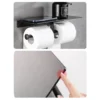 Double Sided Tissue Holder | Matte Black Dual-Roll Paper Holder with 27cm Integrated Utility Shelf