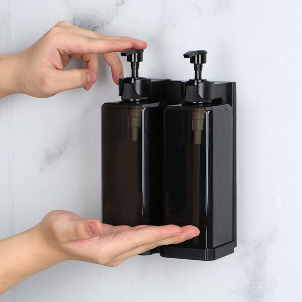 Twin Soap Dispenser | Dual 300ml Translucent Brown Wall-Mounted Pump Set