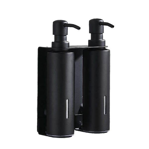 Twin Soap Dispenser | Dual 300ml Translucent Brown Wall-Mounted Pump Set