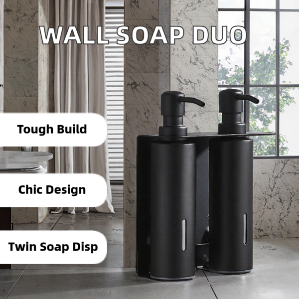 Twin Soap Dispenser | Dual 300ml Translucent Brown Wall-Mounted Pump Set