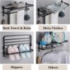 Towel Shelf | 60cm Matte Black Storage Rack with Integrated Towel Bar