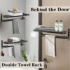 Towel Shelf | 60cm Matte Black Storage Rack with Integrated Towel Bar
