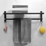 Towel Shelf | 60cm Matte Black Storage Rack with Integrated Towel Bar
