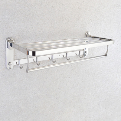 Towel Shelf | 60cm Stainless Steel Multi-Function Rack with 8 Hooks