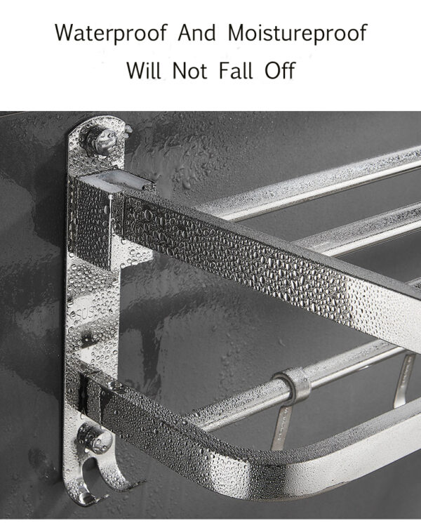 Towel Shelf | 60cm Stainless Steel Multi-Function Rack with 8 Hooks