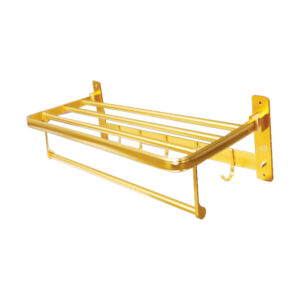 Aluminium Towel Shelf | 60cm Champagne Gold Tiered Storage Rack