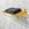 Aluminium Towel Shelf | 60cm Champagne Gold Tiered Storage Rack