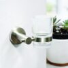 MATT Single Tumbler Holder | SS304 Brushed Stainless Steel Wall Rack with Ribbed Glass