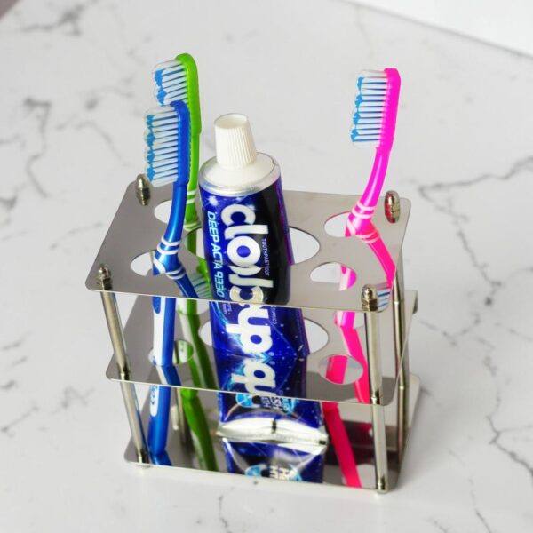 Square Toothbrush Holder | Multi-Slot Stainless Steel Freestanding Dental Organizer