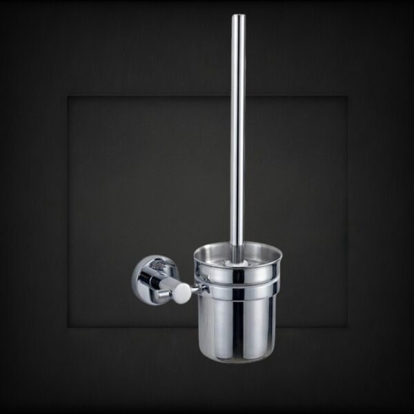 Stainless Steel Toilet Brush | Mirror-Finish Wall-Mounted Set with Stainless Steel Canister