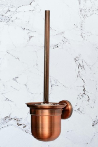 Stainless Steel Toilet Brush | Antique Copper Wall-Mounted Set with Stainless Steel Canister
