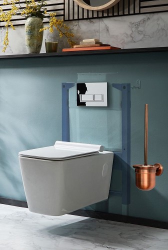 Stainless Steel Toilet Brush | Antique Copper Wall-Mounted Set with Stainless Steel Canister