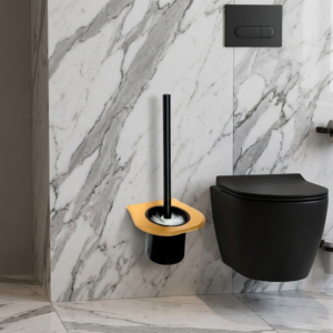 Aluminium Toilet Brush | Champagne Gold & Matte Black Wall-Mounted Set