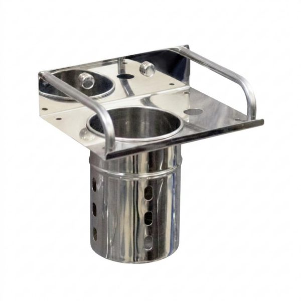 N186 – ( Toothbrush Holder – Stainless Steel Cup ) 2 Toothbrush Holder | Stainless Steel Wall-Mounted Organizer with Perforated Tumbler