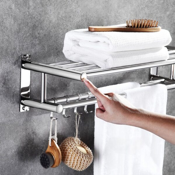 High Density Double Towel Bar | 60cm Matte Black Traditional Dual Rail