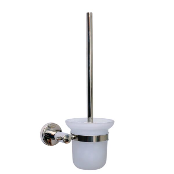 Glass Toilet Brush | Wall-Mounted Frosted Glass Canister with Polished Chrome Finish