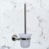 Glass Toilet Brush | Wall-Mounted Frosted Glass Canister with Polished Chrome Finish