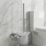 Glass Toilet Brush | Wall-Mounted Frosted Glass Canister with Polished Chrome Finish