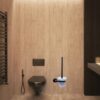 Glass Toilet Brush | Matte Black SS304 Wall-Mounted Set with Frosted Glass Canister
