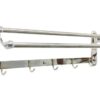 Double Towel Bar | 60cm Polished Chrome Rack with 5 Integrated Hooks