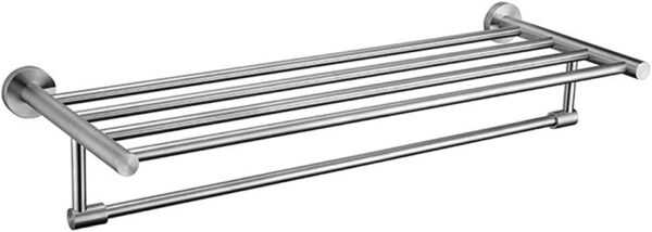 N240 – SS304 MATT , Towel Rack 60cm 10 Matt Towel Rack | 60cm Stainless Steel Tiered Shelf with Lower Drying Bar