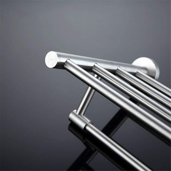N240 – SS304 MATT , Towel Rack 60cm 6 Matt Towel Rack | 60cm Stainless Steel Tiered Shelf with Lower Drying Bar
